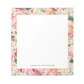 Bloc-note Vintage Jardin rose Rose Motif Personnalisé