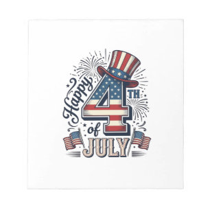 Bloc-note Vintage Joyeux 4 juillet Chapeau Patriotique Vecte