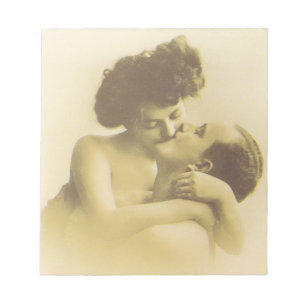 Bloc-note Vintage love couple kissing sepia illustration
