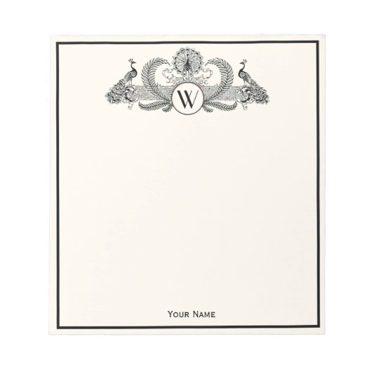 Bloc-note Vintage Paons Monogramme Ivoire BG (Devant)