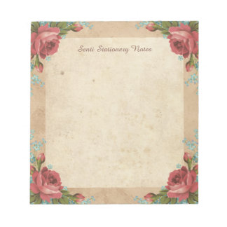 Bloc-note Vintage romantique Bordure de rose rouge florale