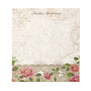 Bloc-note Vintage rose rose rose rose Trellis Élégant victor