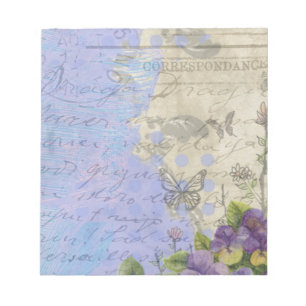 Bloc-note Vintage Shabby Chic Bright Paris Floral Design