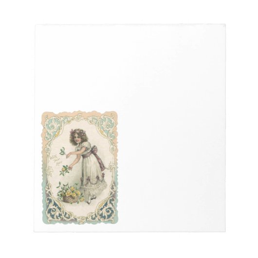 Bloc-note Vintage Victorian Valentine's Day, Girl with Roses (Devant)