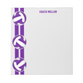 Bloc-note violet blanc équipe couleurs entraîneur de volley- (Devant)