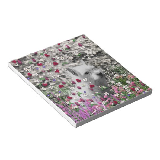 Bloc-note Violet en Fleurs - Chien blanc Westie (Incliné)