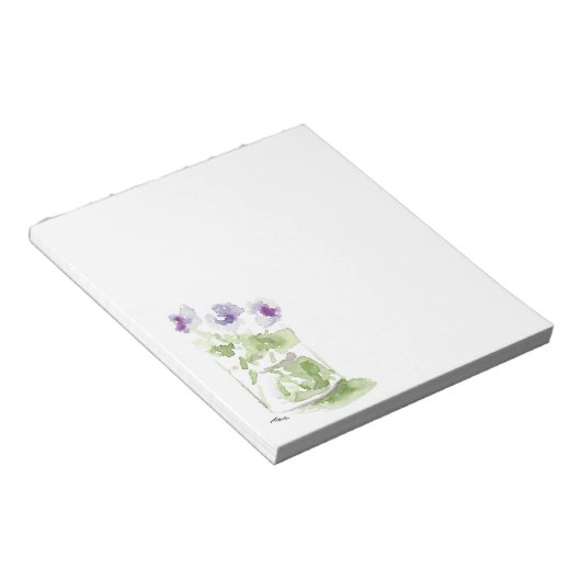 Bloc-note Violettes d'aquarelle de lavande dans un bocal de  (Incliné)