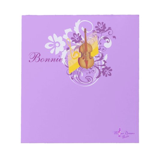 Bloc-note Violon floral torse violet petit bec Pad (Devant)