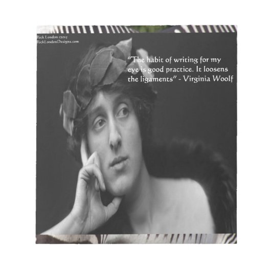 Bloc-note Virginia Woolf W/Zebra Stripes Writing Quote (Devant)