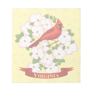Bloc-note Virginie State Cardinal Bird and Dogwood Flower