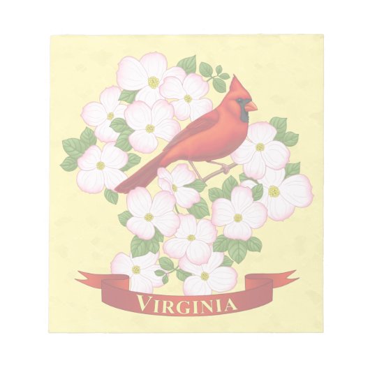 Bloc-note Virginie State Cardinal Bird and Dogwood Flower (Devant)