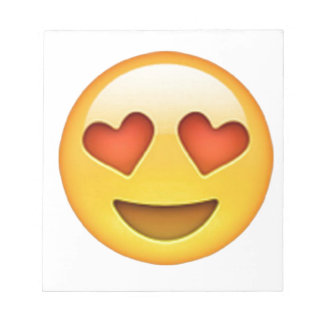 Bloc-note Visage avec les yeux en forme de coeur émoticône a