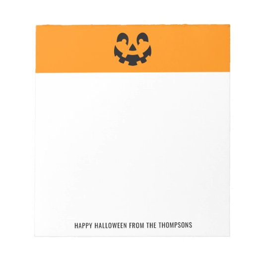 Bloc-note Visage de citrouille Happy Halloween noir sur fond (Devant)