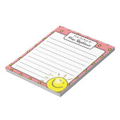 Bloc-note Visage de sourire rose mignon de l'enseignant (Tourné)