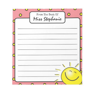 Bloc-note Visage de sourire rose mignon de l'enseignant
