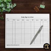 Bloc-note Visitor Sign In Sign Out Tracker