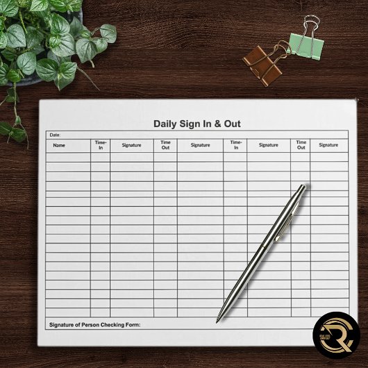 Bloc-note Visitor Sign In Sign Out Tracker