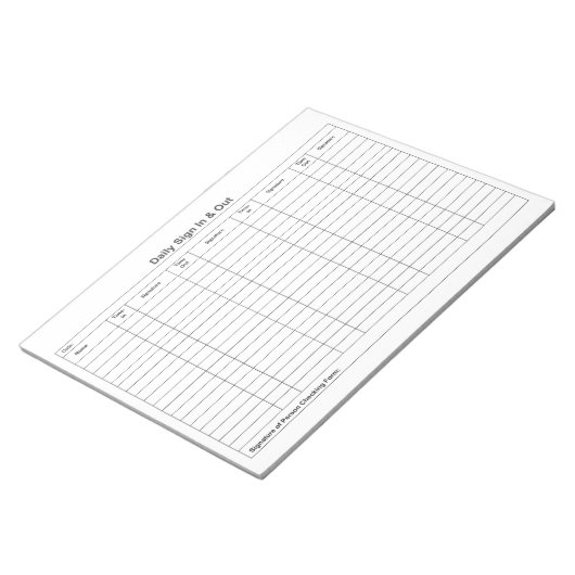 Bloc-note Visitor Sign In Sign Out Tracker (Incliné)