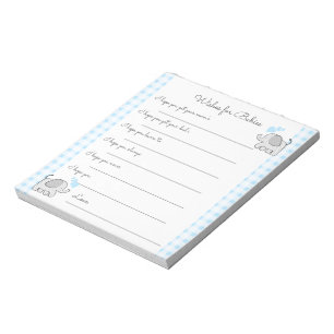 Bloc-note Voeux pour Baby shower jeu Eléphants