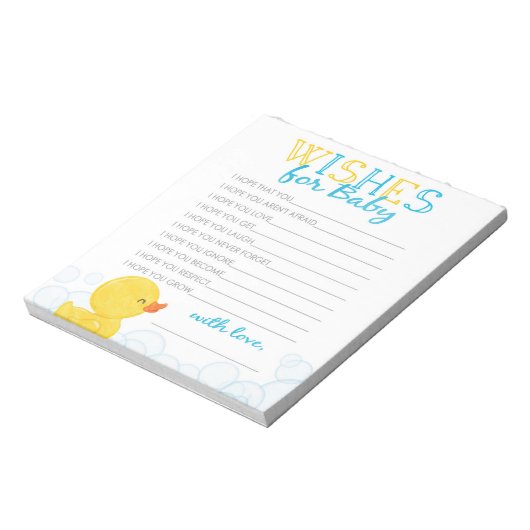 Bloc-note Voeux pour bébé en caoutchouc Canard Baby shower C (Tourné)