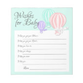 Bloc-note Voeux pour bébé Hot Air Balloons jeu de douche (Devant)