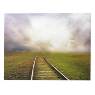 Bloc-note Voies ferroviaires d'imaginaire dans un pré d'aube