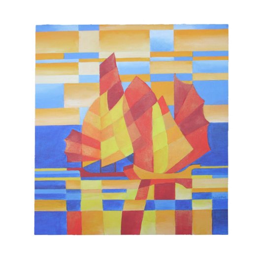 Bloc-note Voile sur les Sept Mers So Blue Cubist Abstrait (Devant)