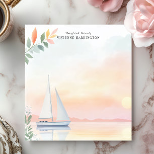 Bloc-note Voilier Coucher de Soleil Paisible Aquarelle Perso