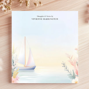 Bloc-note Voilier Tranquille Aquarelle Floral Personnalisé