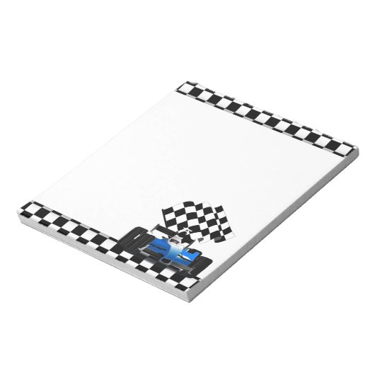 Bloc-note Voiture Blue Race avec drapeau À damiers (Tourné)