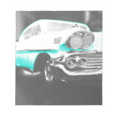 Bloc-note Voiture classique bleu vif à chevy impala 1958 (Devant)
