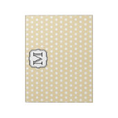 Bloc-note Votre Lettre. Monogramme personnalisé. Polka Beige (Tourné)