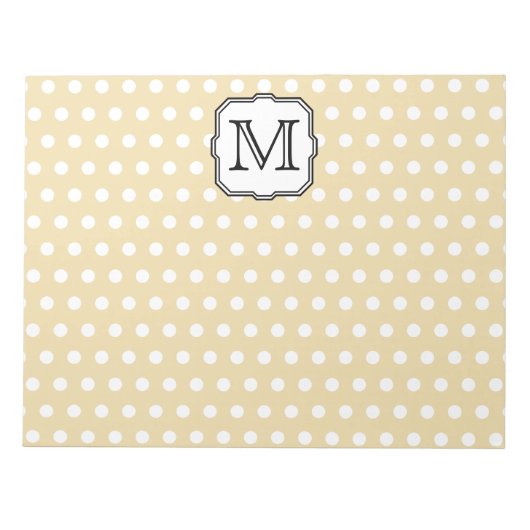 Bloc-note Votre Lettre. Monogramme personnalisé. Polka Beige (Devant)