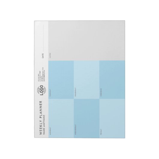 Bloc-note Votre Logo Blue Grey Simple et sans date Planifica (Tourné)
