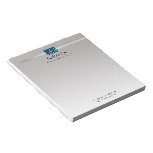 Bloc-note Votre logo, nom commercial et informations Silver  (Incliné)