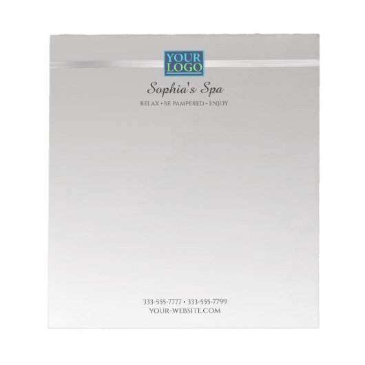 Bloc-note Votre logo, nom commercial et informations Silver  (Devant)