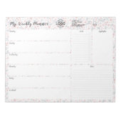 Bloc-note Votre Logo Rose Floral Planner Semaine Non Daté (Devant)