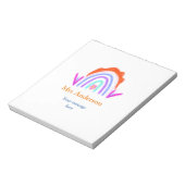 Bloc-note Votre message e ajouter nom de texte rainbow profe (Tourné)
