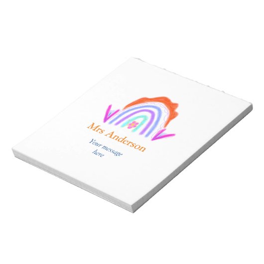 Bloc-note Votre message e ajouter nom de texte rainbow profe (Tourné)