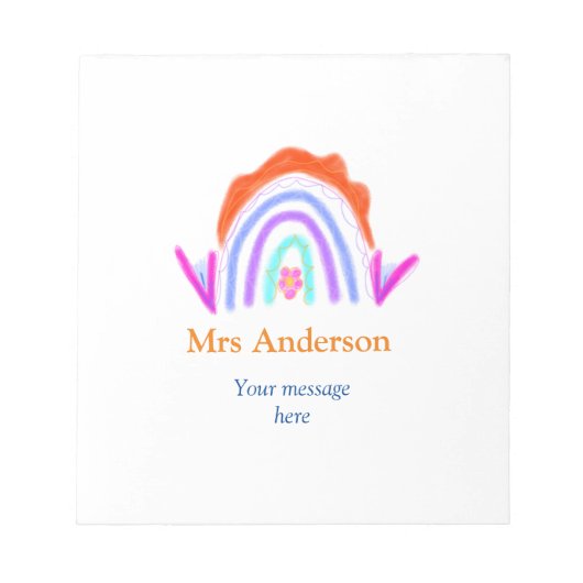 Bloc-note Votre message e ajouter nom de texte rainbow profe (Devant)