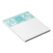 Bloc-note Votre Monogramme, Turquoise Damask Patch 2 (Incliné)