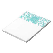 Bloc-note Votre Monogramme, Turquoise Damask Patch 2 (Tourné)