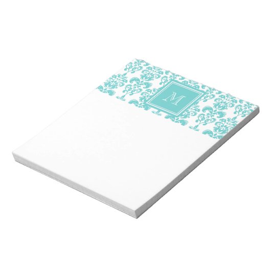 Bloc-note Votre Monogramme, Turquoise Damask Patch 2 (Tourné)
