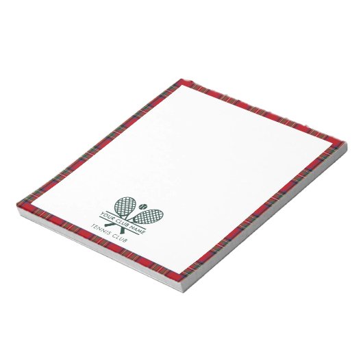 Bloc-note Votre nom Club Tennis Équipe Équipe Équipe Stewart (Tourné)