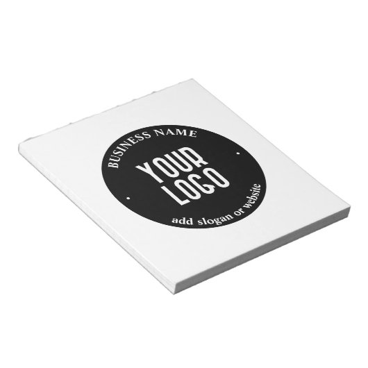 Bloc-note Votre texte & logo téléchargé | Noir & Blanc modif (Incliné)