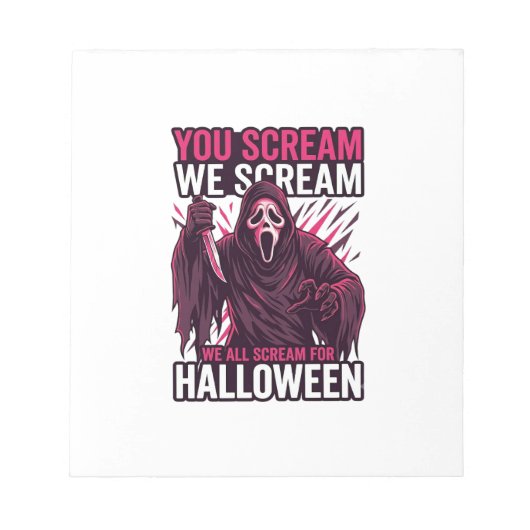 Bloc-note Vous criez Nous Halloween Ghostface Couteau Sangla (Devant)