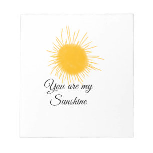 Bloc-note vous êtes mon soleil jaune orange rayons de soleil