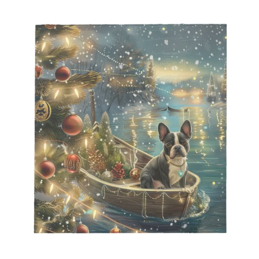 Bloc-note Voyage de fête de Noël de Boston Terrier (Devant)