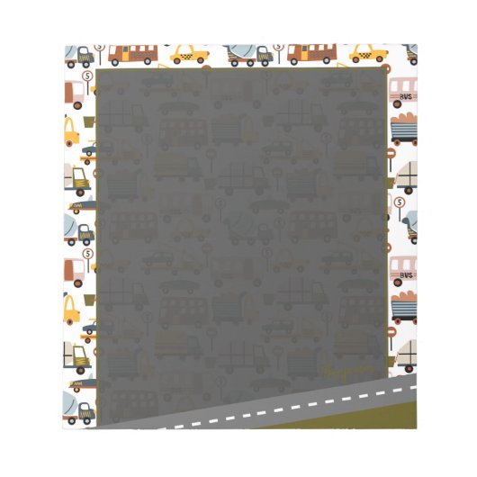 Bloc-note Vroom ! Vroom ! Voiture et transport Motif Garçon (Devant)