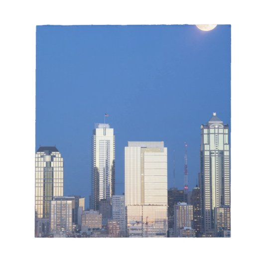 Bloc-note WA, Seattle, ligne d'horizon de Seattle et baie d' (Devant)